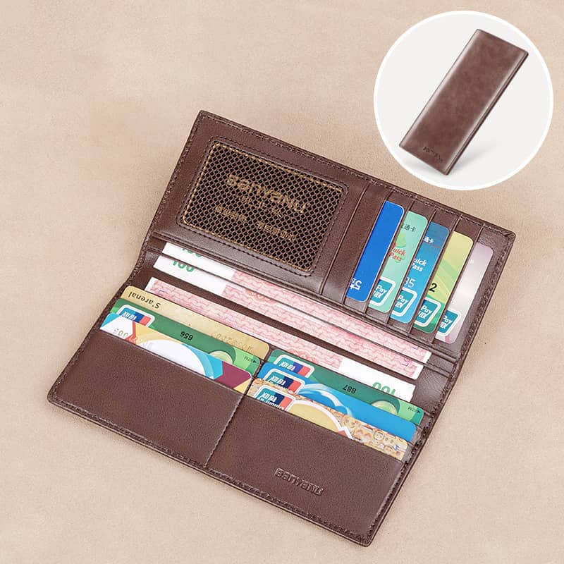 Men’s Slim Long RFID Wallet Genuine Leather