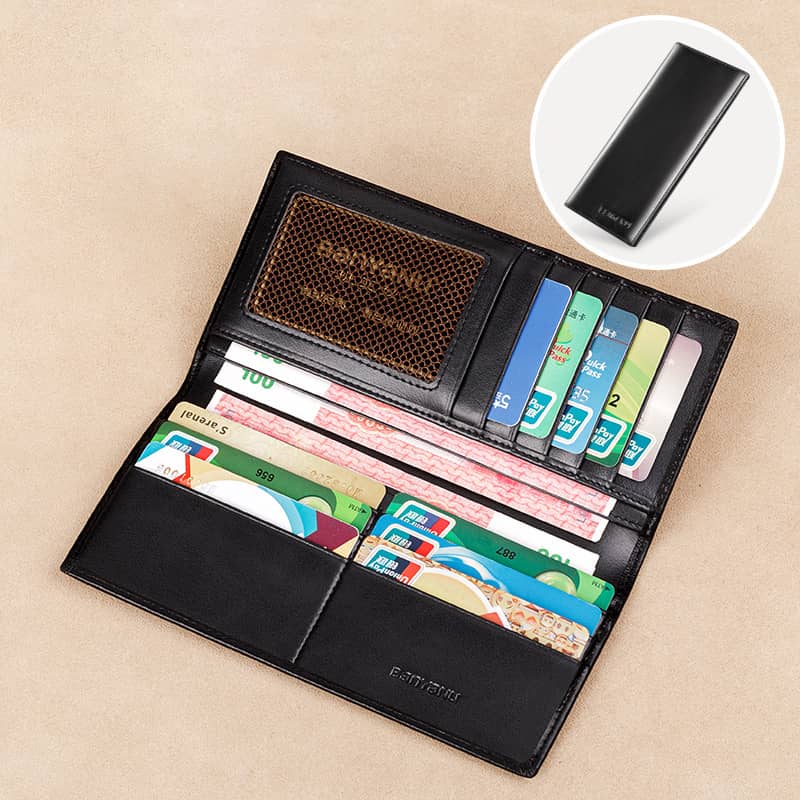 Men’s Slim Long RFID Wallet Genuine Leather