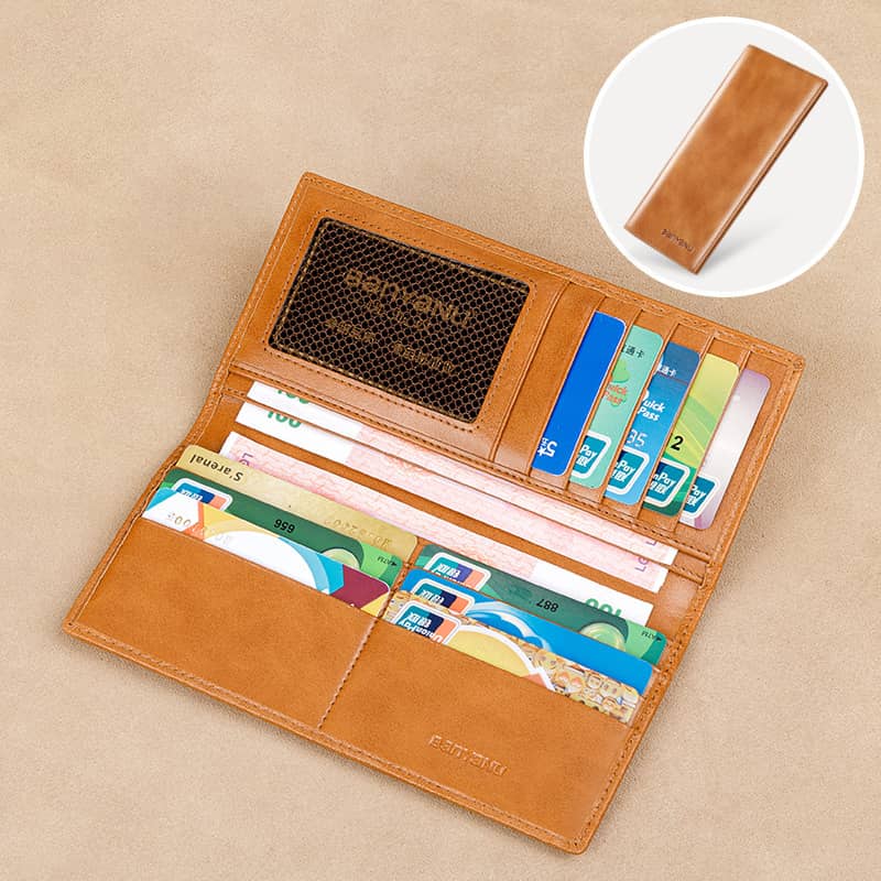 Men’s Slim Long RFID Wallet Genuine Leather