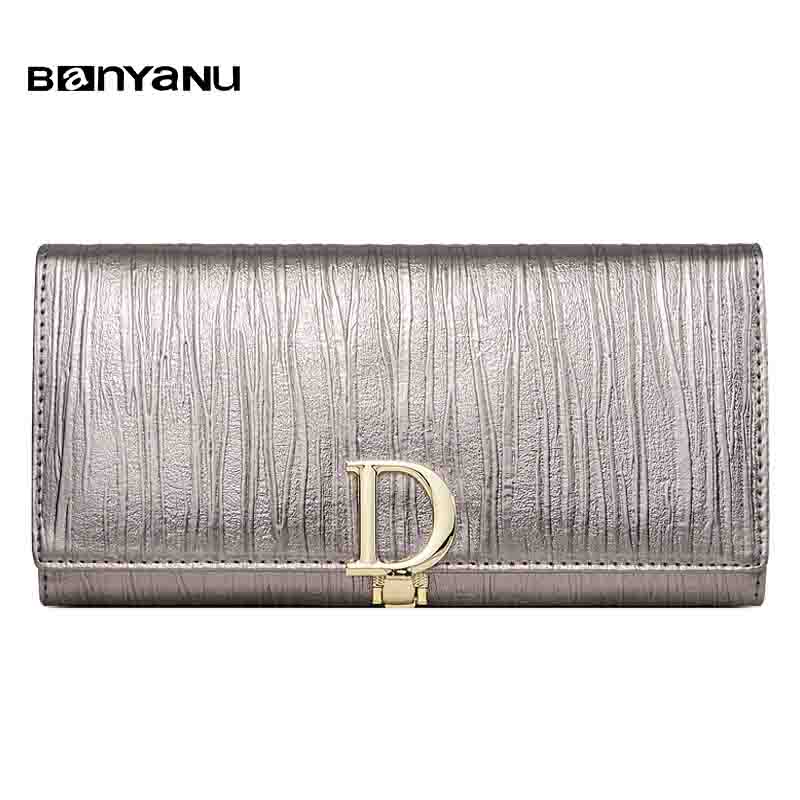 Ladies Anti-theft Brush Multi-Card Wallet, Multi-Functional Wallet, D-Buckle Genuine Leather Wallet!