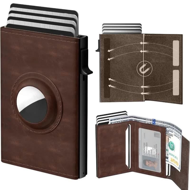 AirTag Men's Smart Wallet Card Holder RFID Shielded, Slim Carbon Fiber, Minimalist