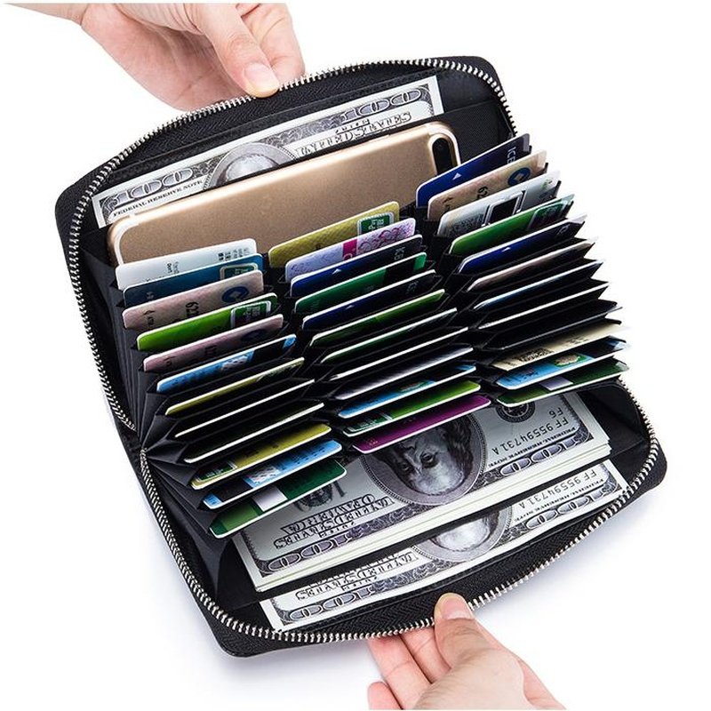 RFID Leather Accordion Long Wallet