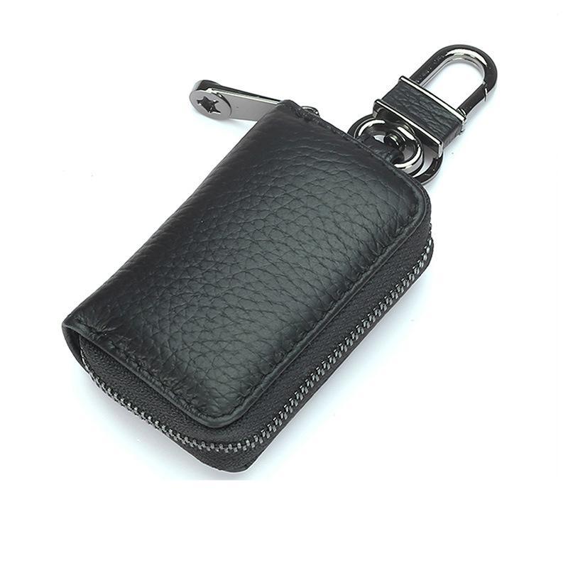 Mini Leather Car Key Holder with Zipper
