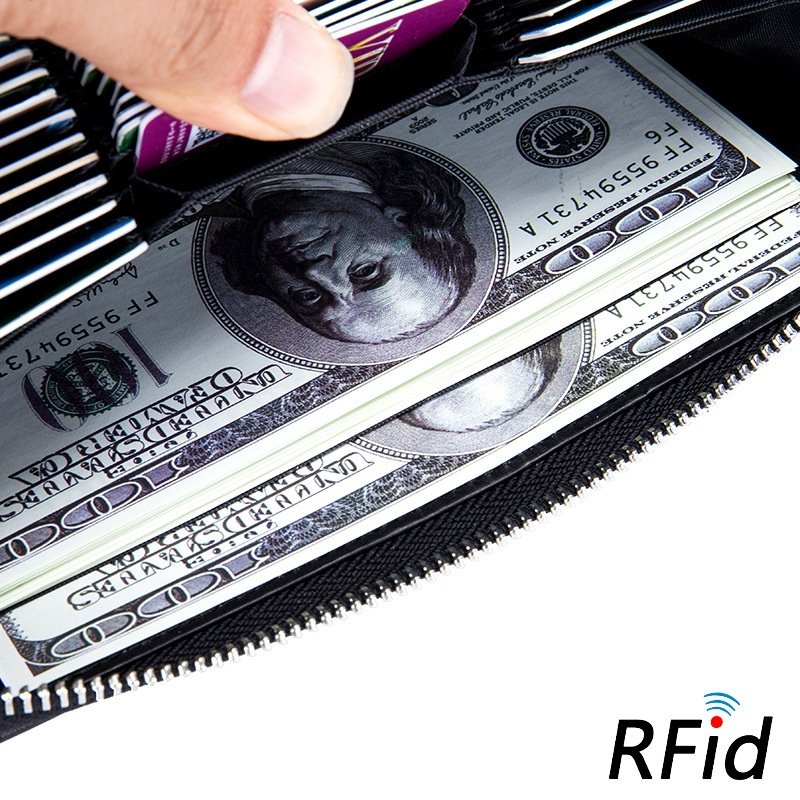 RFID Leather Accordion Long Wallet