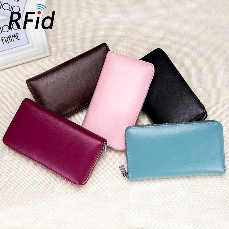 RFID Leather Accordion Long Wallet