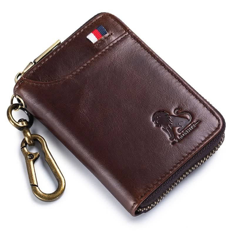 Genuine leather car key bag men anti-theft brush cowhide lock key bag 2 in 1 coin purse
