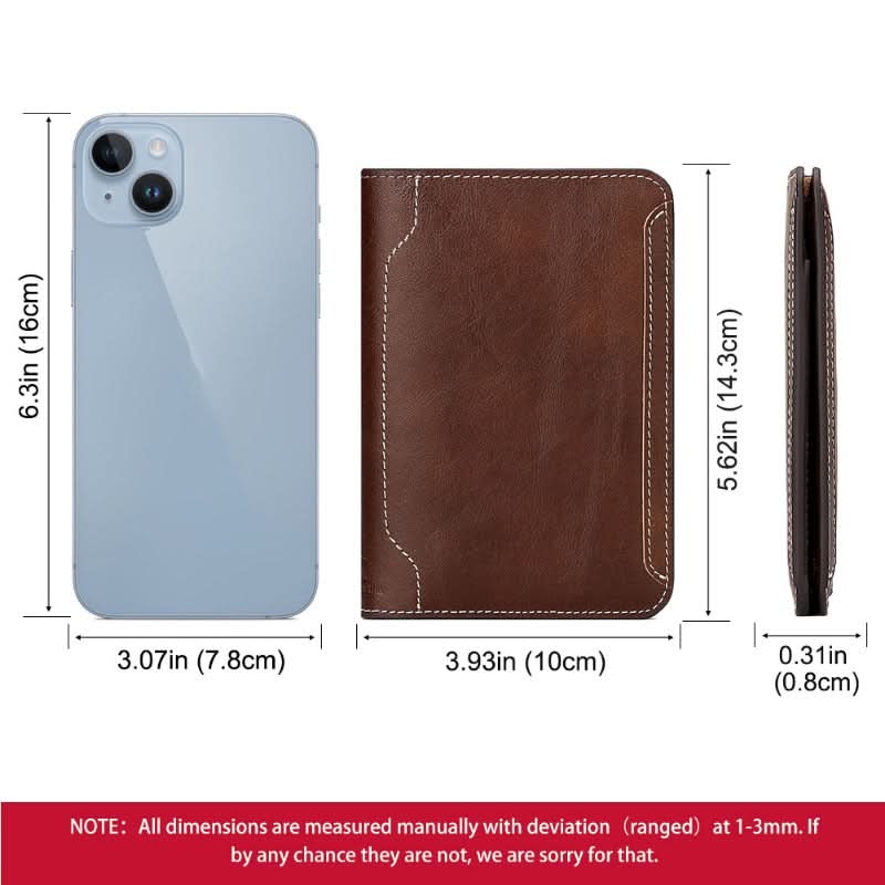 Cowhide passport case premium leather document organizer travel passport holster