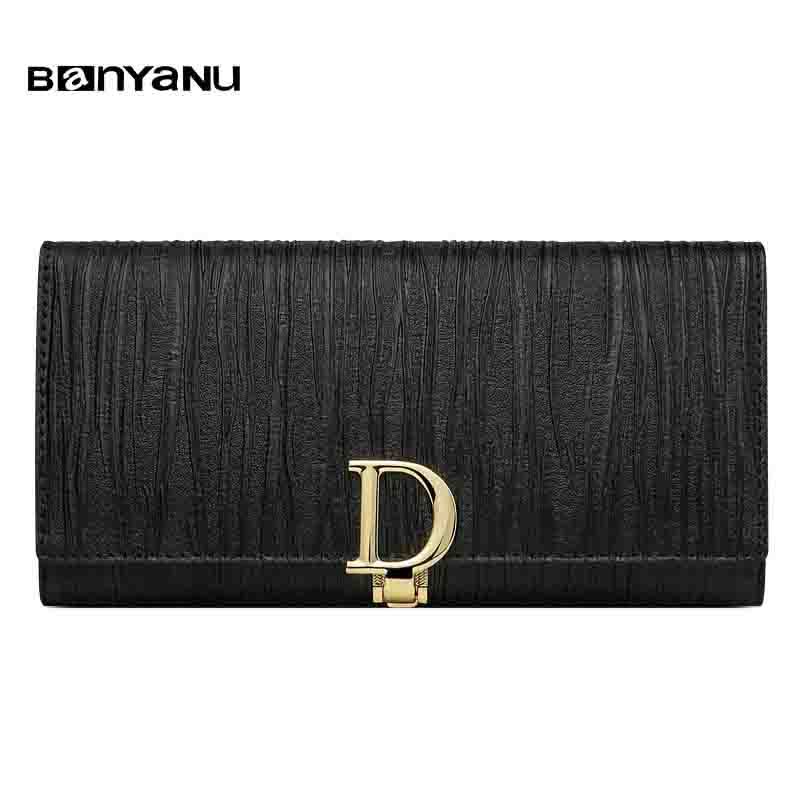 Ladies Anti-theft Brush Multi-Card Wallet, Multi-Functional Wallet, D-Buckle Genuine Leather Wallet!