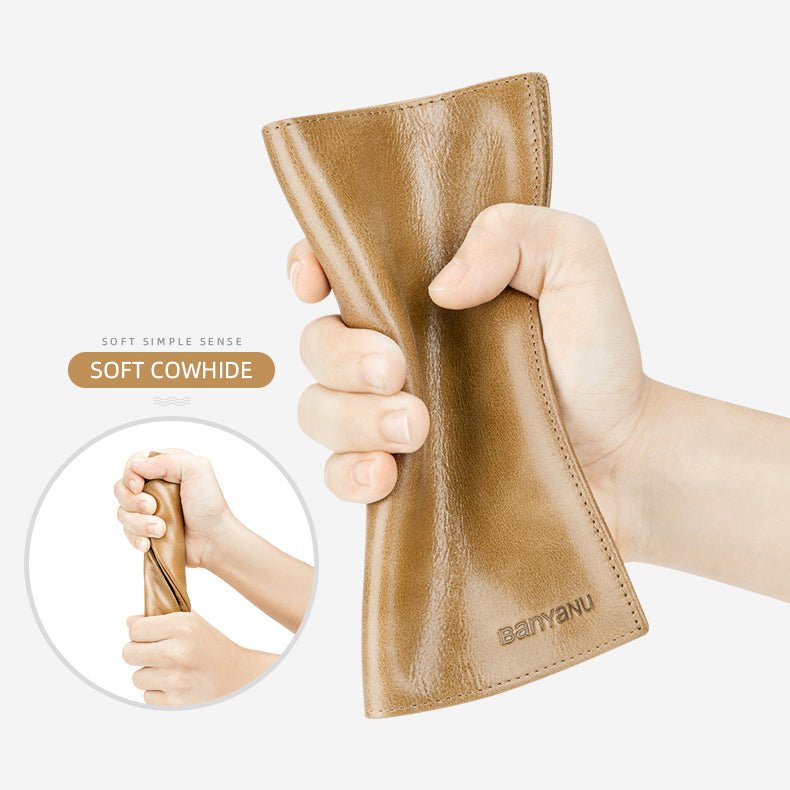 Men’s Slim Long RFID Wallet Genuine Leather