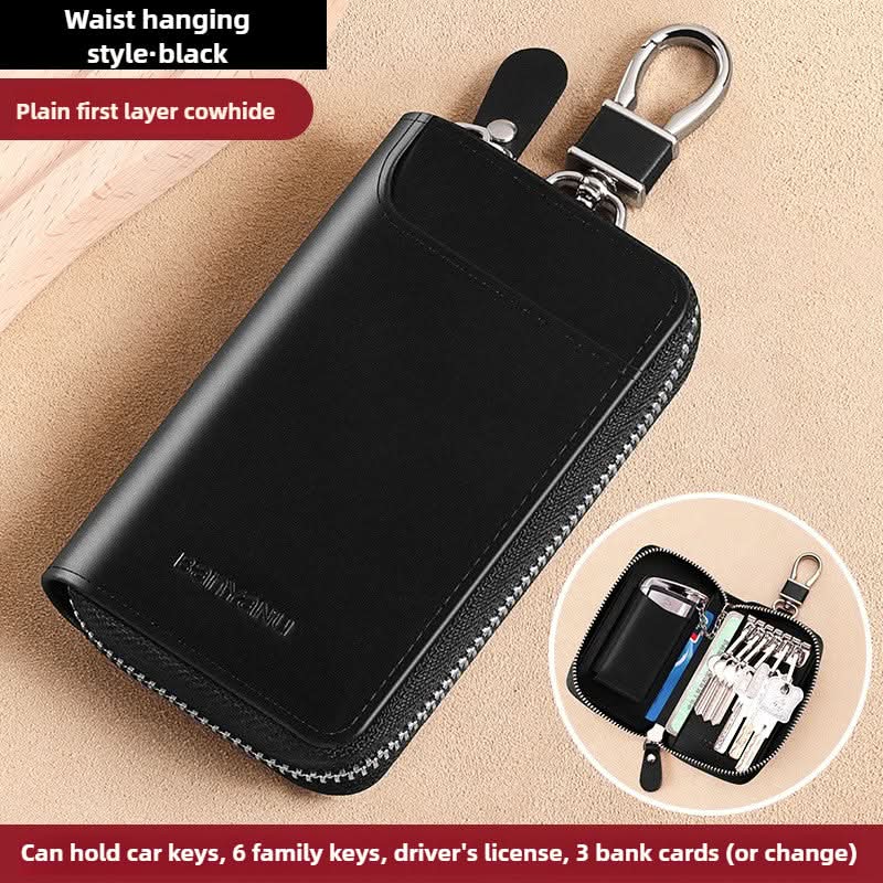 Key Bag Leather Large Capacity Key Bag Multi-function Car Key Storage Bag