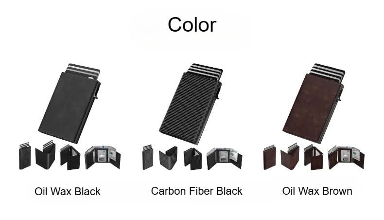 Men's Tri-fold Pop-up Aluminum Box Wallet RFID Shield,Large Capacity Microfiber Olefin Card Case
