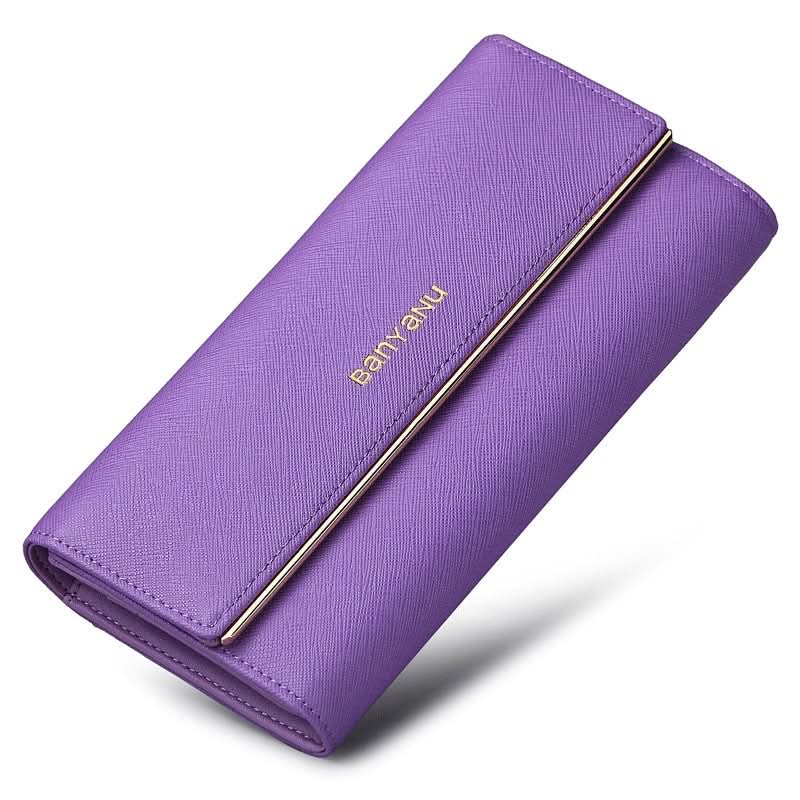 Women's Leather Anti-theft Brush Wallet. Large Capacity Multi-Card Clutch Bag!