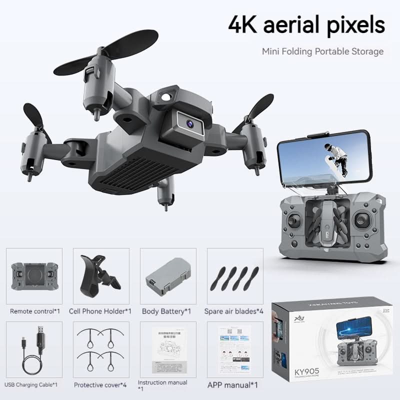 KY905 Mini WiFi FPV with 4K/1080P HD de Hold Mode Foldable RC Drone Quadcopter RTF