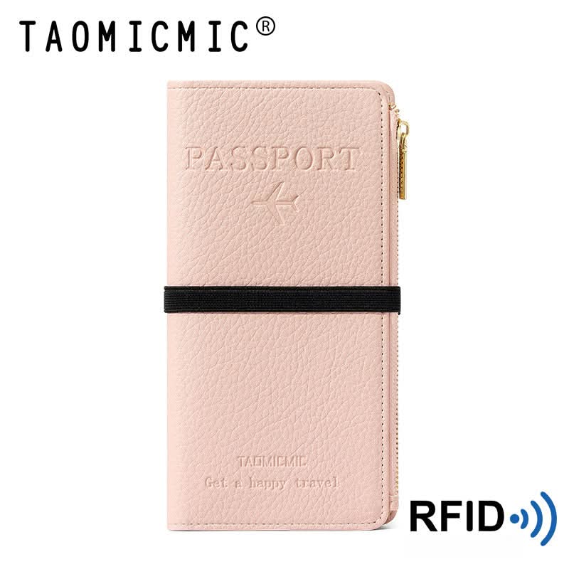 Multi-functional ID organizer passport case Multi-card zipper anti-theft brush wallet coin purse