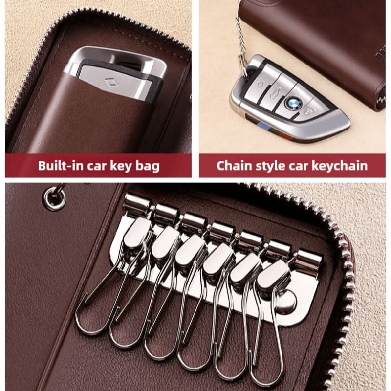 Key Bag Leather Large Capacity Key Bag Multi-function Car Key Storage Bag