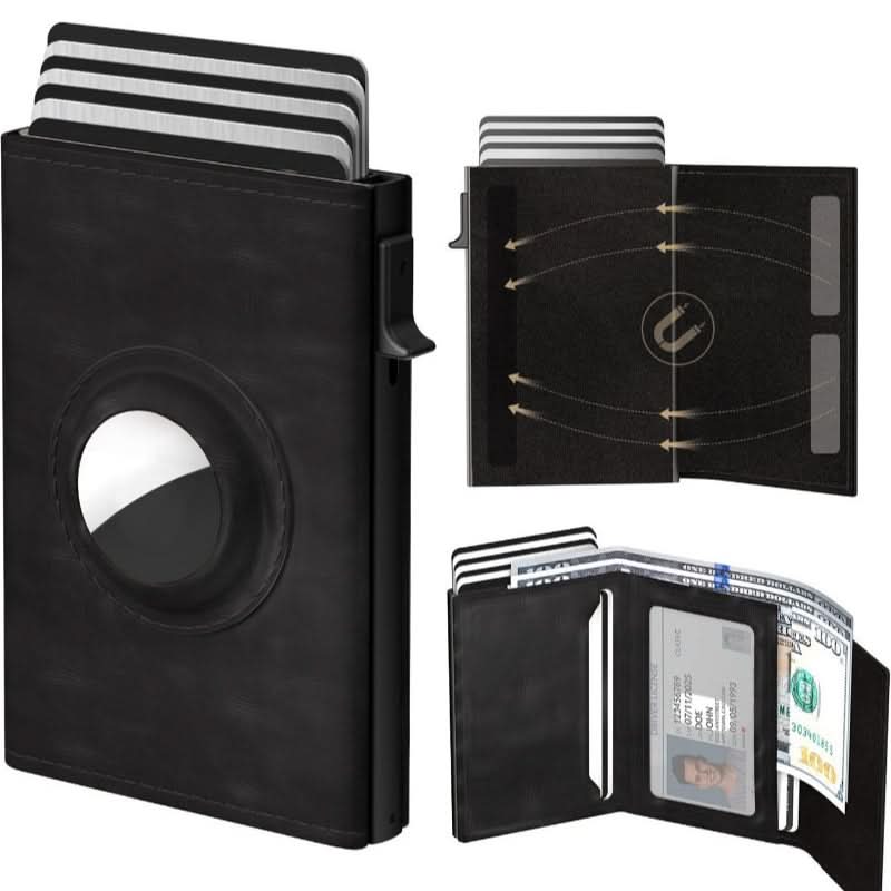 AirTag Men's Smart Wallet Card Holder RFID Shielded, Slim Carbon Fiber, Minimalist