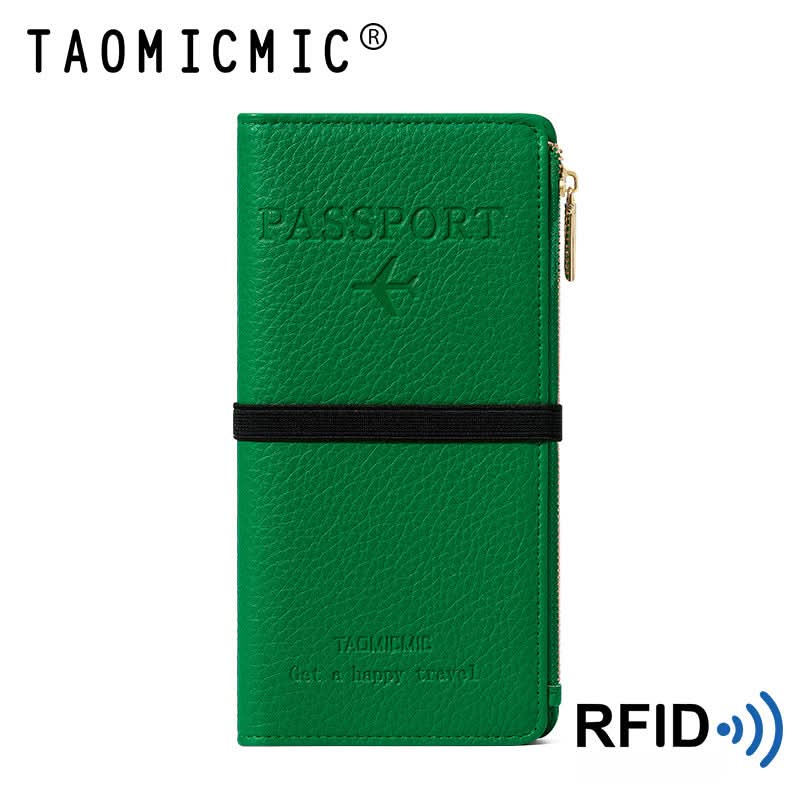 Multi-functional ID organizer passport case Multi-card zipper anti-theft brush wallet coin purse