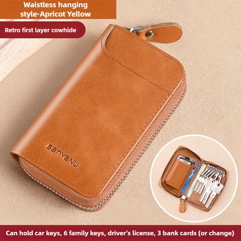 Key Bag Leather Large Capacity Key Bag Multi-function Car Key Storage Bag