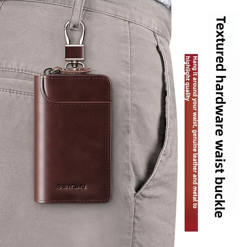 Key Bag Leather Large Capacity Key Bag Multi-function Car Key Storage Bag