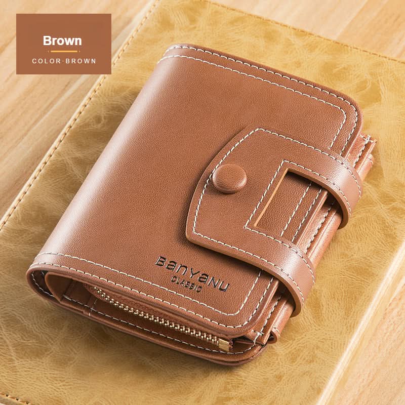 Men's and women's short cowhide wallet driver's license card bag all-in-one money clip