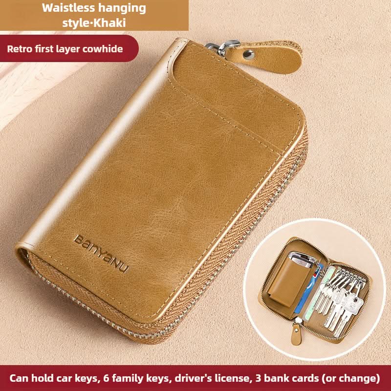Key Bag Leather Large Capacity Key Bag Multi-function Car Key Storage Bag