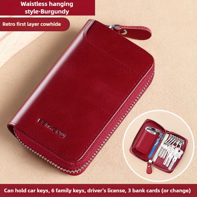 Key Bag Leather Large Capacity Key Bag Multi-function Car Key Storage Bag