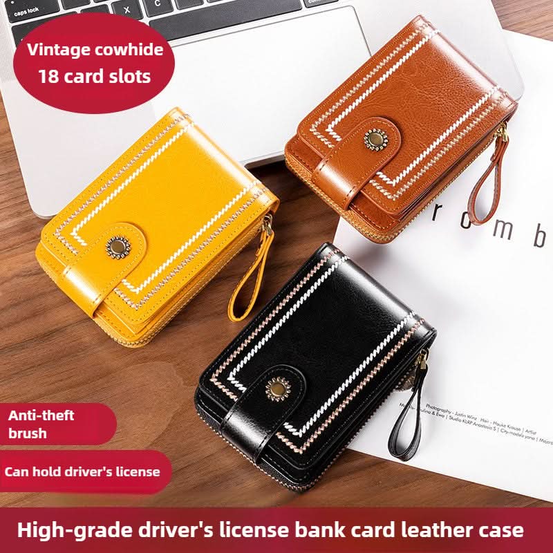 Women's Leather Driver's License Holder Multi-card ID Card Holder Bank Card Holder