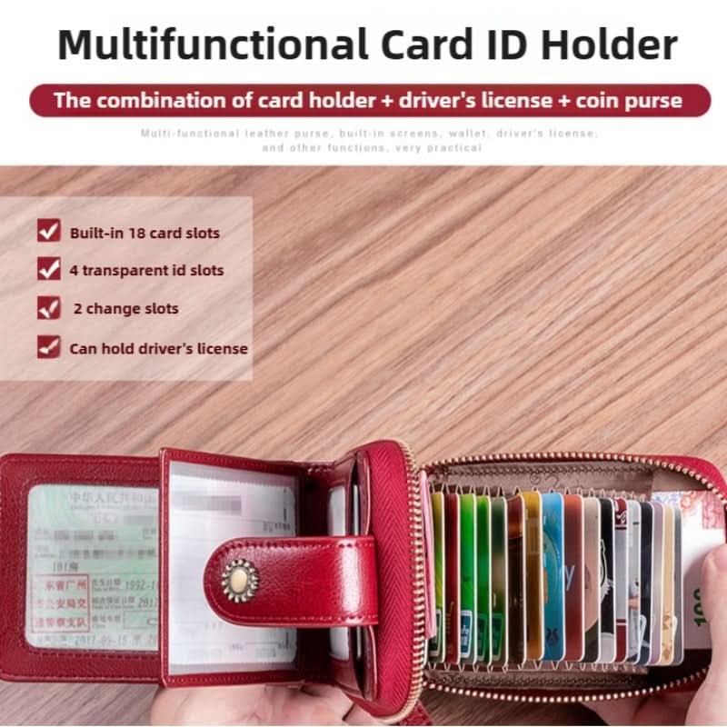 Women's Leather Driver's License Holder Multi-card ID Card Holder Bank Card Holder