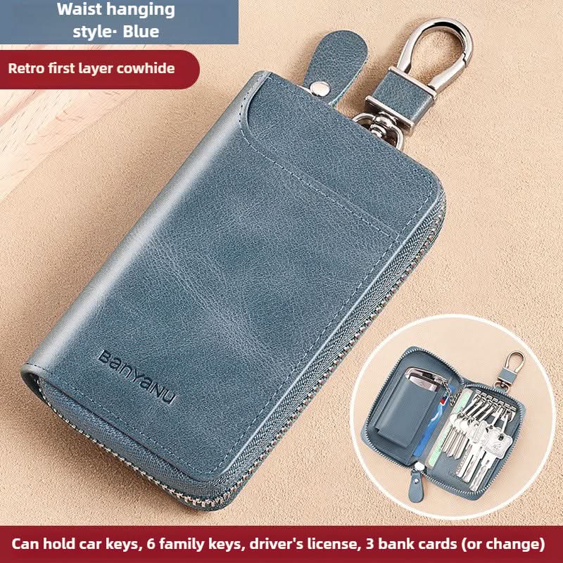 Key Bag Leather Large Capacity Key Bag Multi-function Car Key Storage Bag