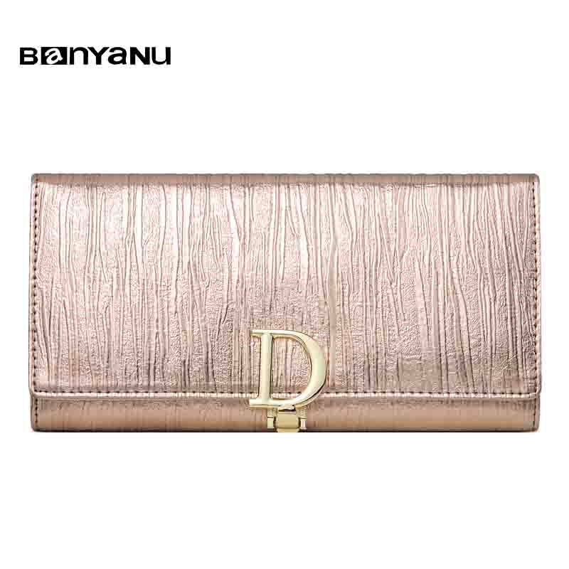 Ladies Anti-theft Brush Multi-Card Wallet, Multi-Functional Wallet, D-Buckle Genuine Leather Wallet!