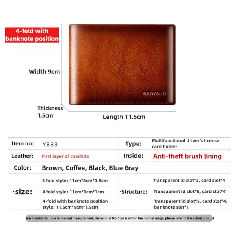 Men's High-grade Leather Driver's License Protective Card Holder Driving Documents 2-in-1 Body Card Case