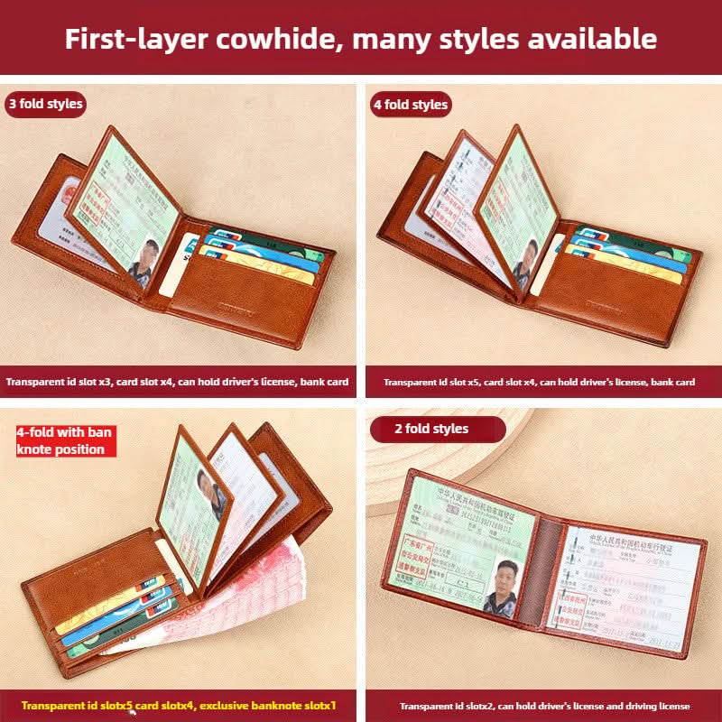 Men's High-grade Leather Driver's License Protective Card Holder Driving Documents 2-in-1 Body Card Case