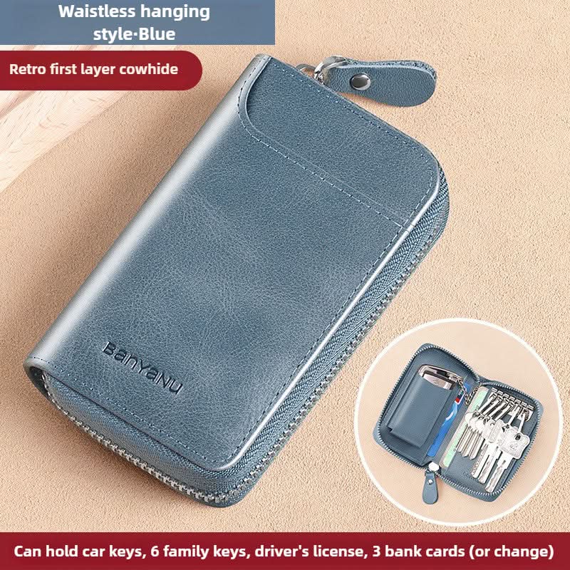 Key Bag Leather Large Capacity Key Bag Multi-function Car Key Storage Bag