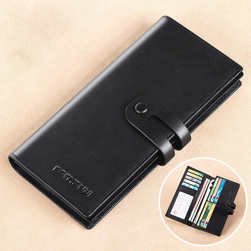 Mens RFID Leather Wallet Long Clutch