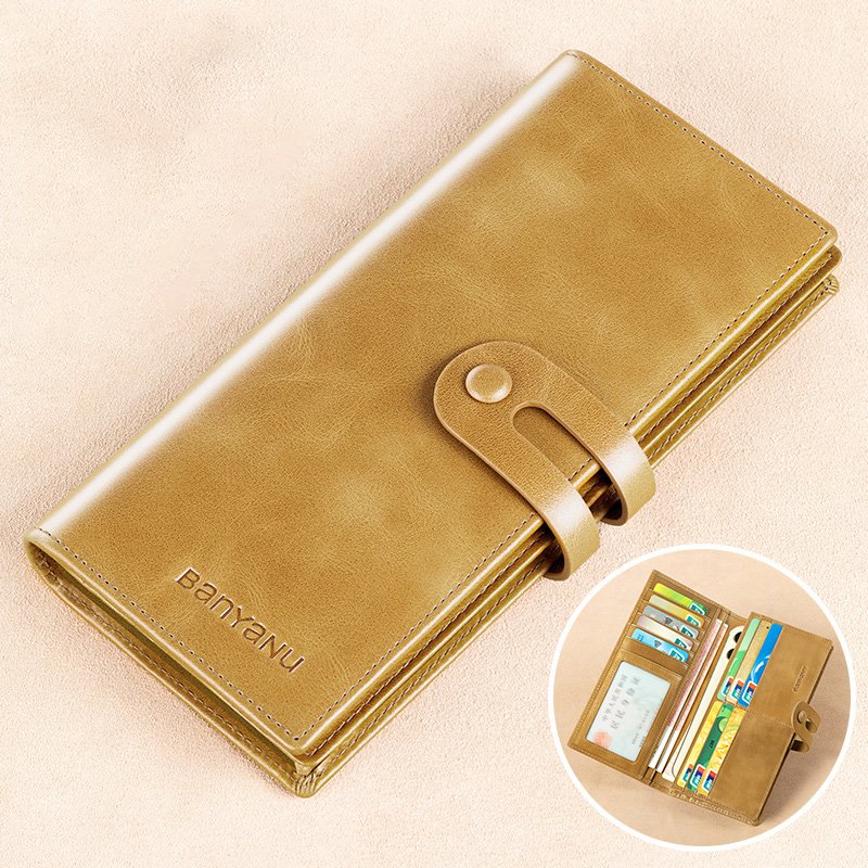 Mens RFID Leather Wallet Long Clutch