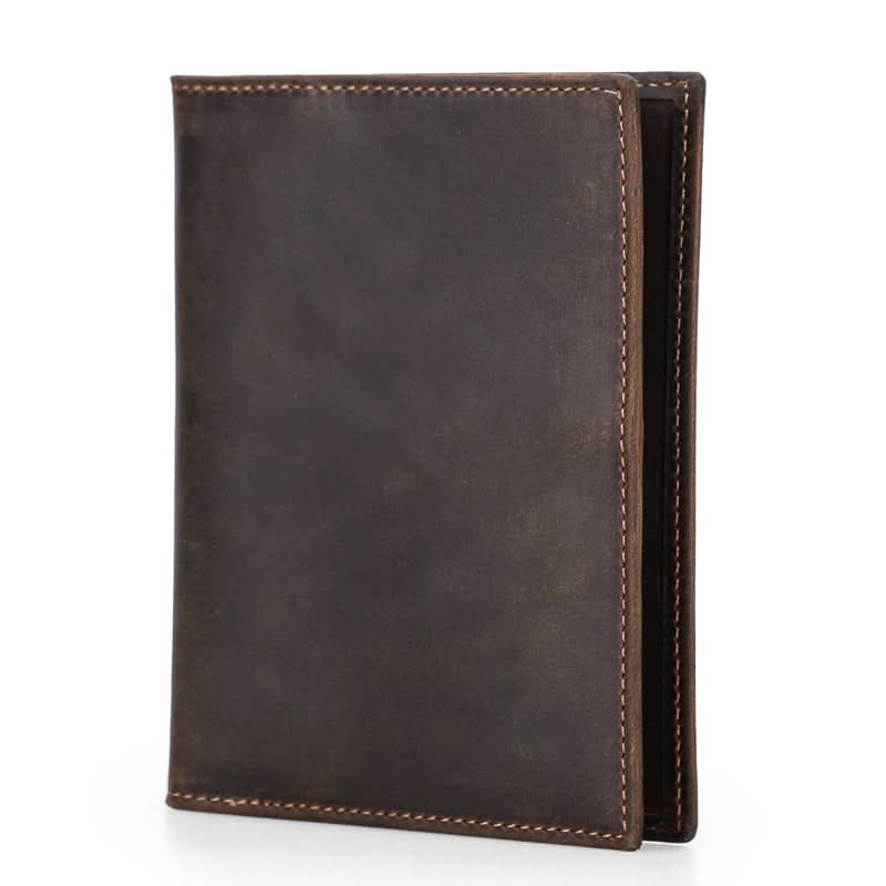 Black Angel Vintage Crazy Horse Leather RFID Anti-theft Brush ID Bag Travel Passport Bag