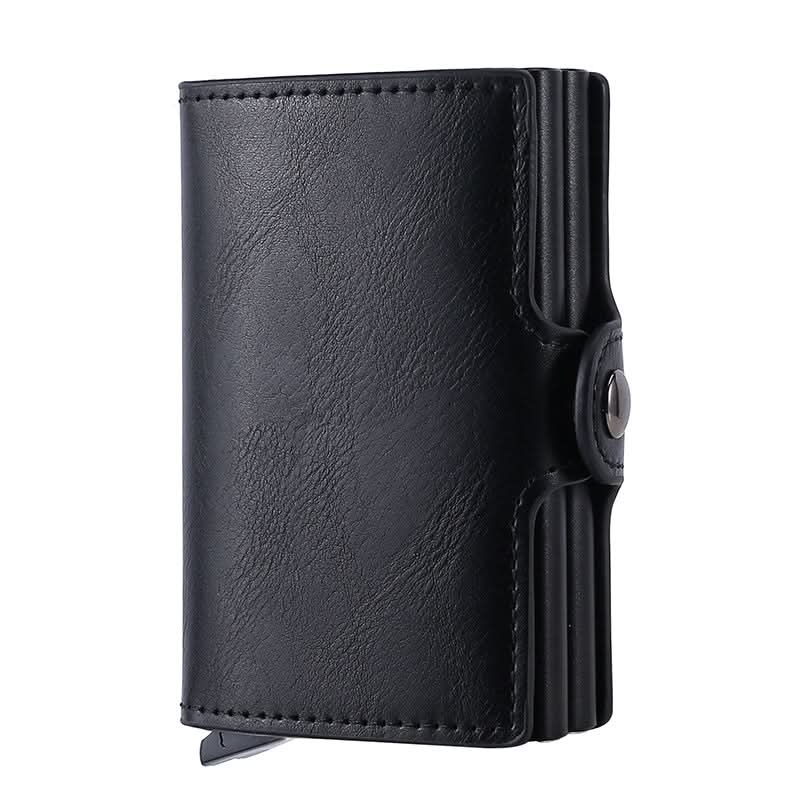 Men's Double Aluminum Card Case Automatic Pop-Up Clip Carbon Fiber Pattern Wallet