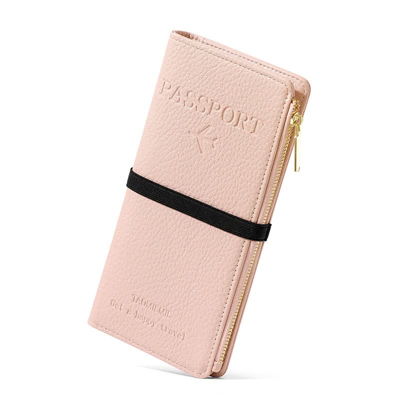 Multi-functional ID organizer passport case Multi-card zipper anti-theft brush wallet coin purse