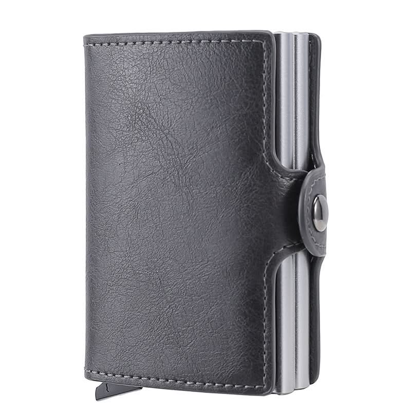 Men's Double Aluminum Card Case Automatic Pop-Up Clip Carbon Fiber Pattern Wallet