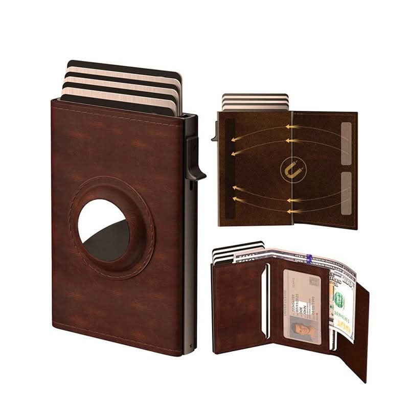 RFID Anti-theft Brush Premium Feeling Wallet Slim High Leather Wallet AirTag Men's Card Case