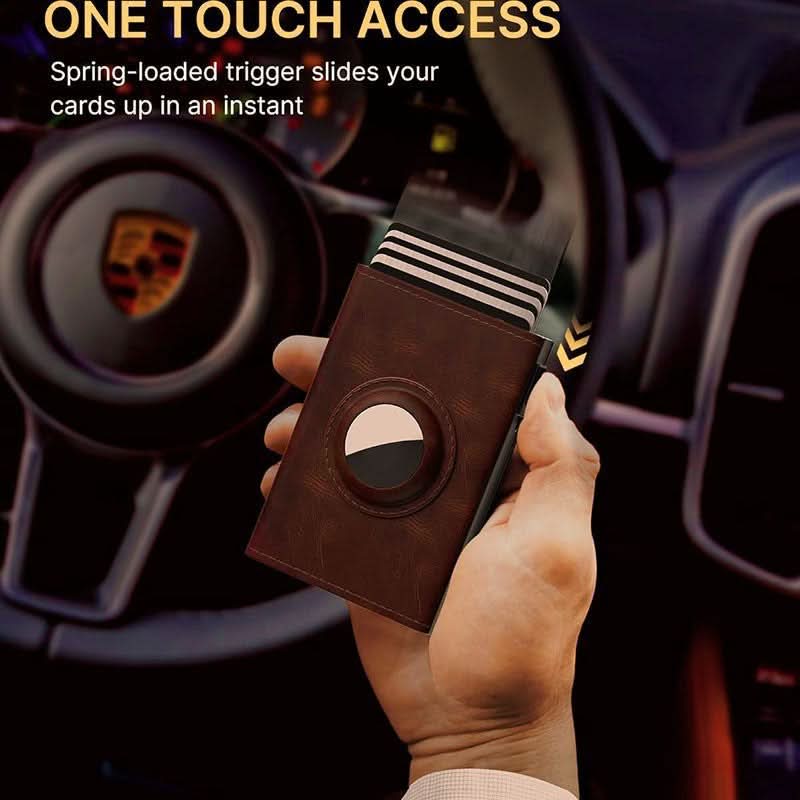 RFID Anti-theft Brush Premium Feeling Wallet Slim High Leather Wallet AirTag Men's Card Case
