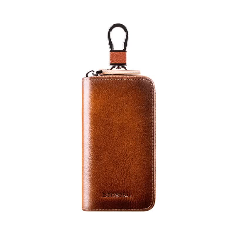 High-grade leather multifunctional large capacity cowhide men's waist hanging car key bag
