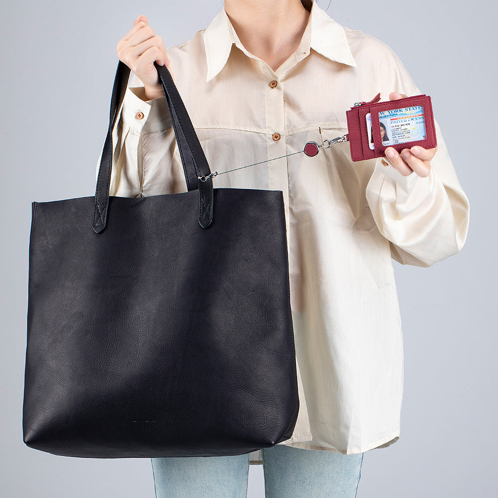 Leather ID Badge Holder with Lanyard