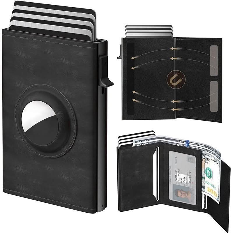 RFID Anti-theft Brush Premium Feeling Wallet Slim High Leather Wallet AirTag Men's Card Case