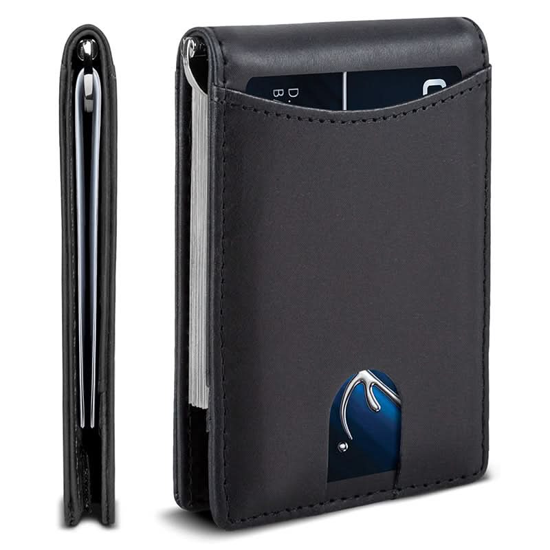 Ultra-thin Fashion Anti-theft Brush Wallet Leather Drawstring Card Case Short Bifold Men's Wallet