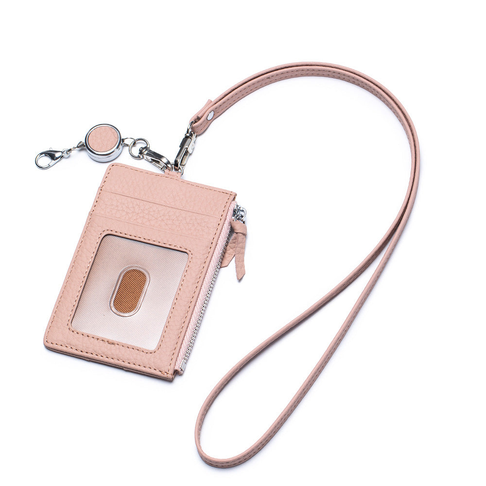 Leather ID Badge Holder with Lanyard