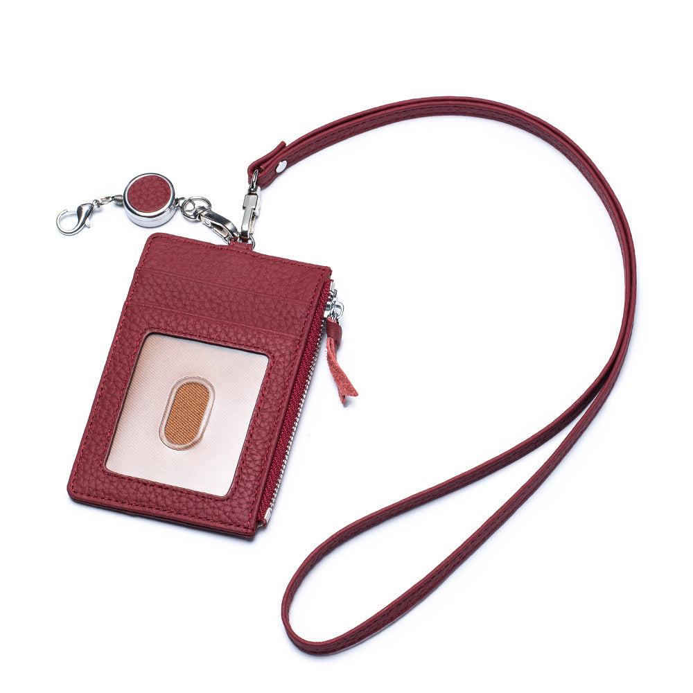 Leather ID Badge Holder with Lanyard