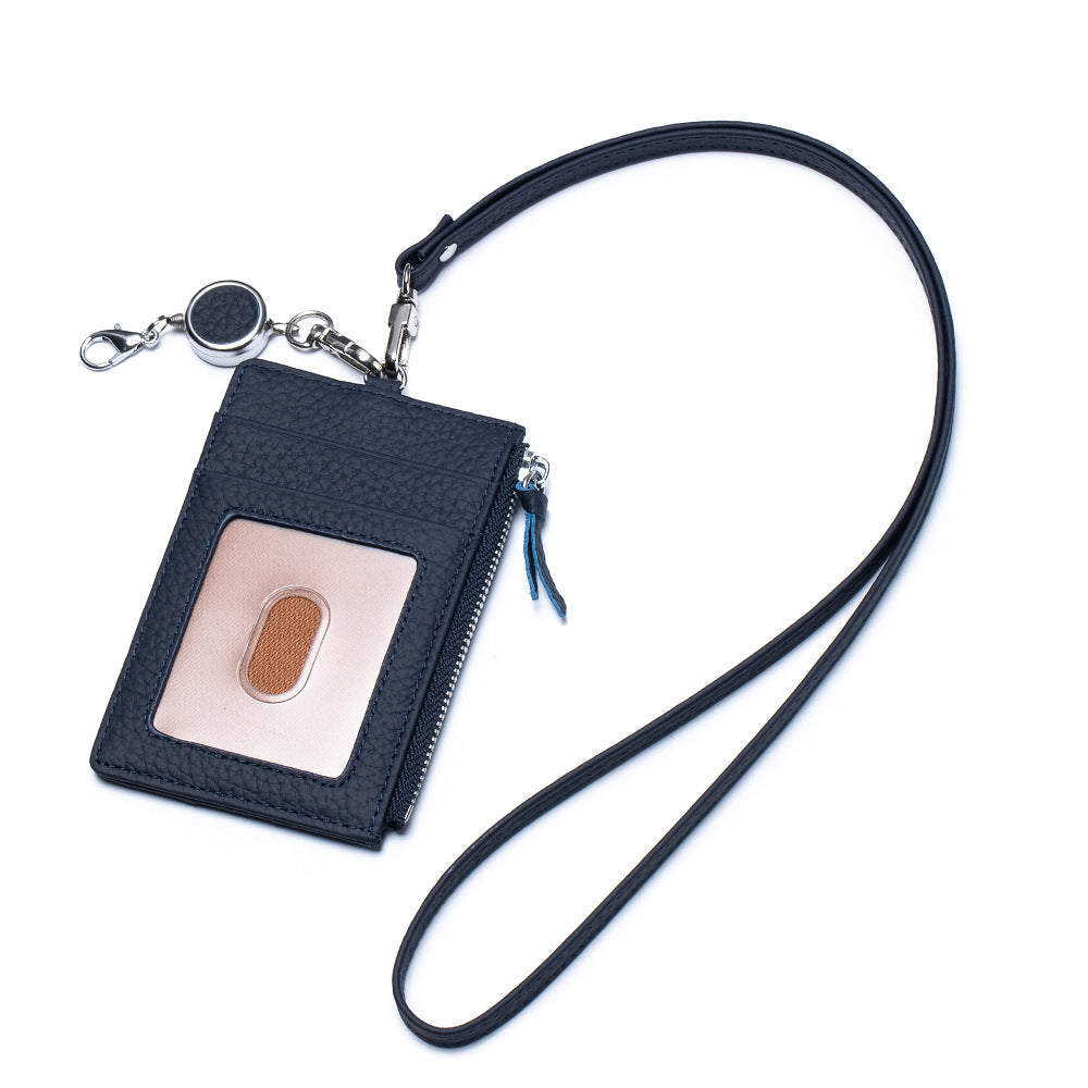 Leather ID Badge Holder with Lanyard
