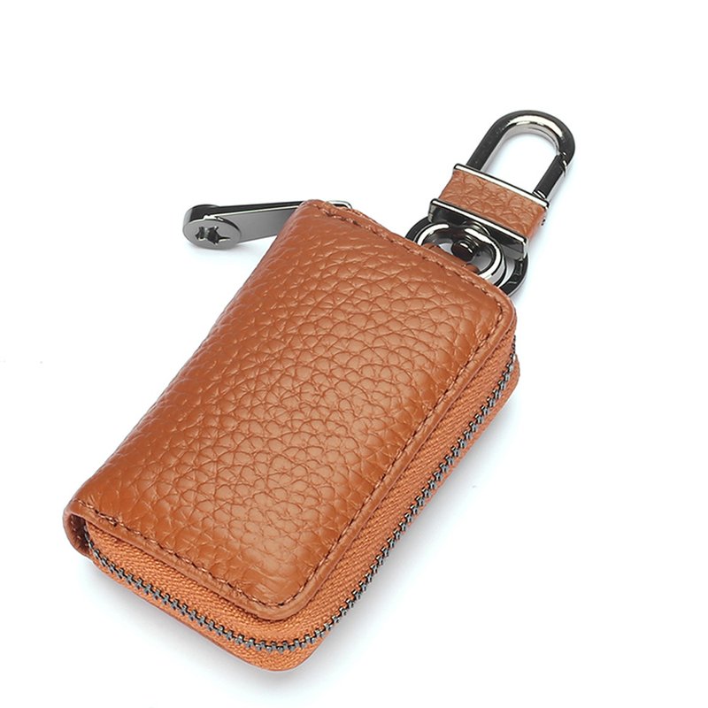 Mini Leather Car Key Holder with Zipper