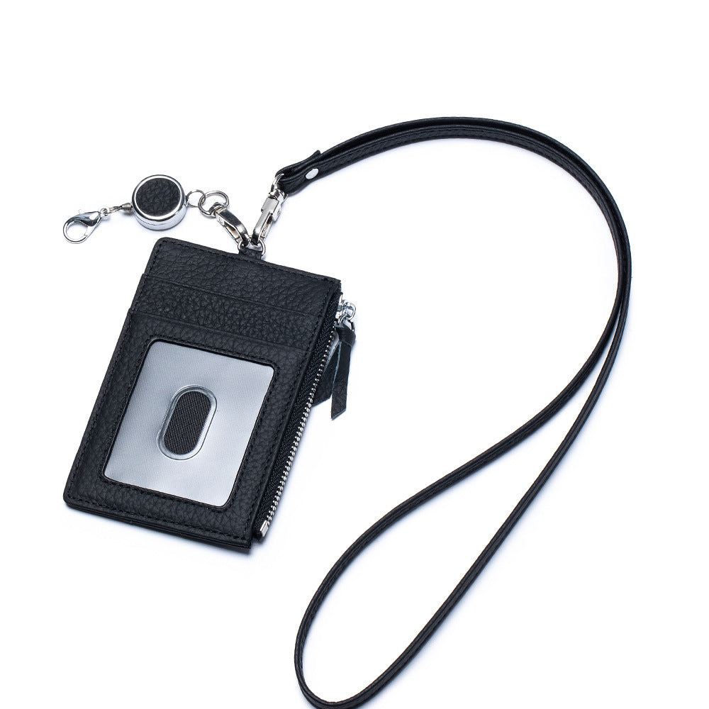 Leather ID Badge Holder with Lanyard